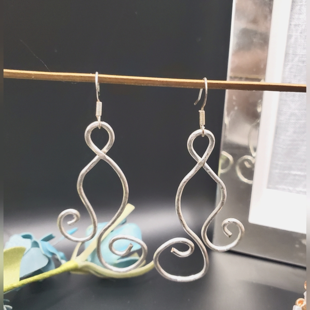 Fun Dangle Swirling Silver Drop Earrings